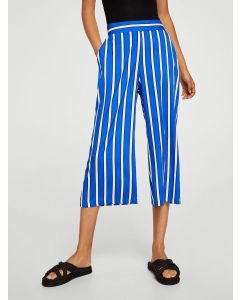 Blue & White Regular Fit Striped Culottes