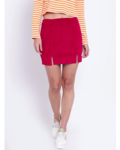 Women Red Mini Pencil Skirt