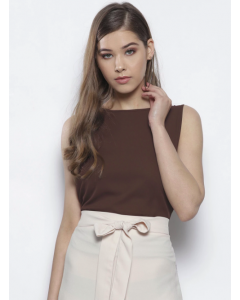 Brown Solid Styled Back Top