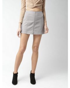 Grey Denim Mini A-Line Skirt