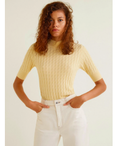 Yellow Self Design Sweater