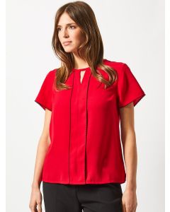 Women Red Solid  Short Sleeve Top