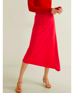 Red Midi A-line Skirt