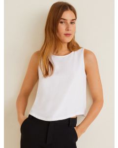 White Solid A-Line Sleeveless Top