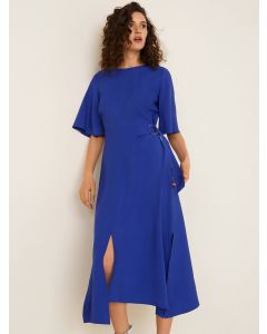 Women Royal Blue Solid A-Line Dress