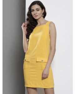 Women Yellow Solid Sheath Mini Dress