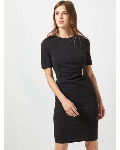Black Solid Formal Sheath Dress