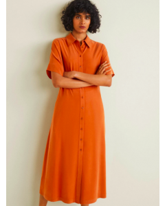 Orange Solid Shirt Dress