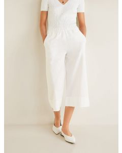 Women White Regular Fit Solid Culottes