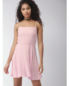 Pink Solid Fit & Flare Dress