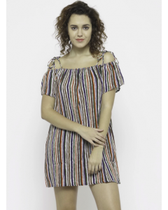 Women Multicoloured Striped A-Line Dress