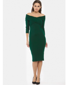 Women Olive Green Solid Bodycon Dress