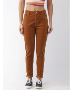 Brown Regular Fit Solid Regular Trousers