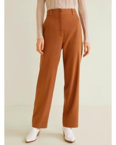 Brown Regular Fit Solid Parallel Trousers