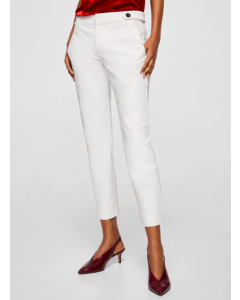 White Regular Fit Solid Cigarette Trousers