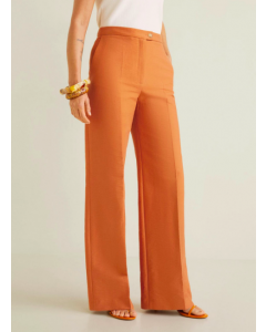 Orange Loose Fit Solid Parallel Trousers