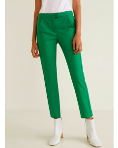 Green Regular Fit Solid Cropped Trousers
